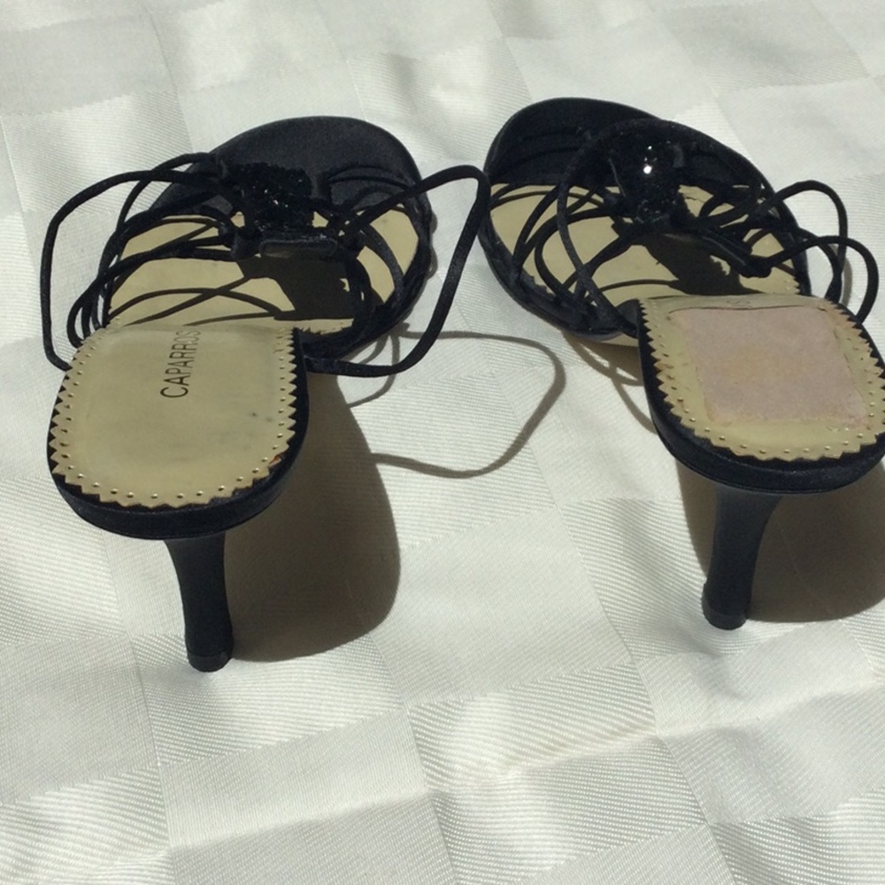 Gorgeous Vintage Caparros Black Strappy 3” Heels with Sparkley Enhancement - Picture 7 of 11